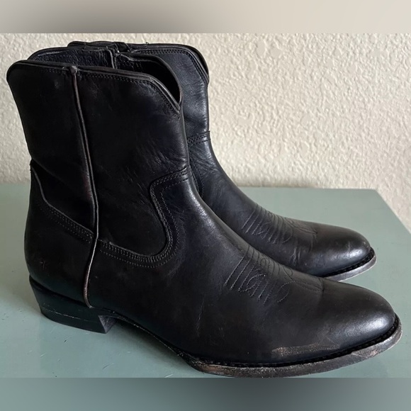 Frye Mens Austin Black Leather Distressed Side Zip Boots Size 10.5 $378 HTF - Picture 5 of 14